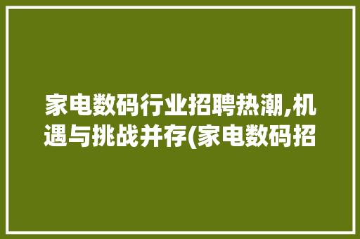 家电数码行业招聘热潮,机遇与挑战并存(家电数码招聘信息) 教育法律