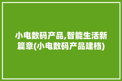 小电数码产品,智能生活新篇章(小电数码产品建档)