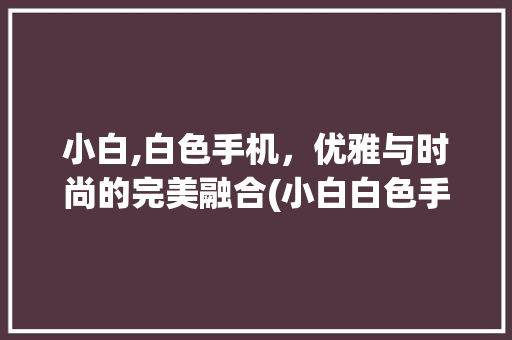 小白,白色手机，优雅与时尚的完美融合(小白白色手机)