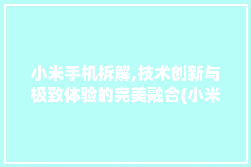 小米手机拆解,技术创新与极致体验的完美融合(小米手机拆解)