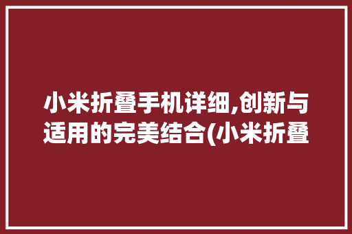 小米折叠手机详细,创新与适用的完美结合(小米折叠手机) 时尚穿搭