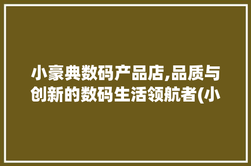 小豪典数码产品店,品质与创新的数码生活领航者(小豪典数码产品店)