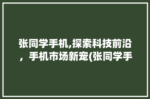 张同学手机,探索科技前沿，手机市场新宠(张同学手机图)