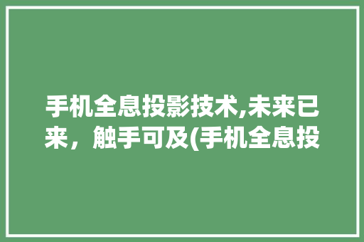 手机全息投影技术,未来已来，触手可及(手机全息投影)
