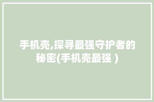 手机壳,探寻最强守护者的秘密(手机壳最强 ) 手机电脑