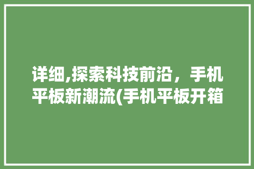 详细,探索科技前沿，手机平板新潮流(手机平板开箱) 美食菜谱