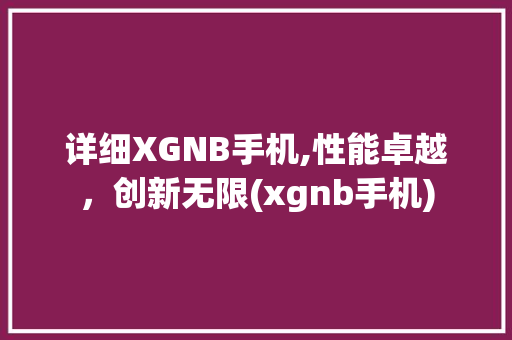 详细XGNB手机,性能卓越，创新无限(xgnb手机)