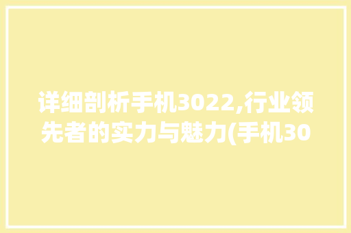 详细剖析手机3022,行业领先者的实力与魅力(手机3022)