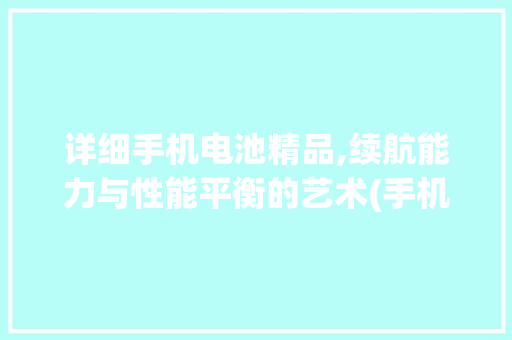 详细手机电池精品,续航能力与性能平衡的艺术(手机电池精品) 健康母婴