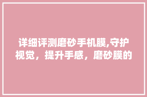 详细评测磨砂手机膜,守护视觉，提升手感，磨砂膜的适用主义之路(磨砂手机膜 )