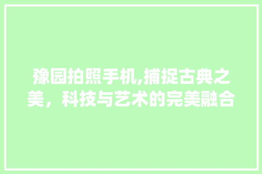 豫园拍照手机,捕捉古典之美，科技与艺术的完美融合(豫园拍照手机)