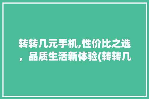 转转几元手机,性价比之选，品质生活新体验(转转几元手机)