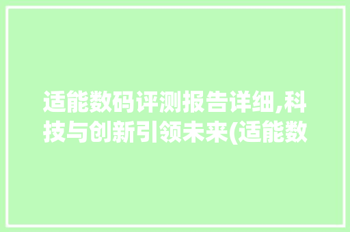 适能数码评测报告详细,科技与创新引领未来(适能数码评测报告)