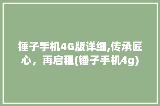 锤子手机4G版详细,传承匠心，再启程(锤子手机4g)