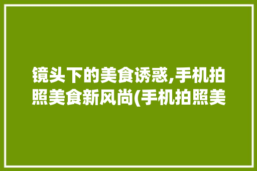 镜头下的美食诱惑,手机拍照美食新风尚(手机拍照美食)