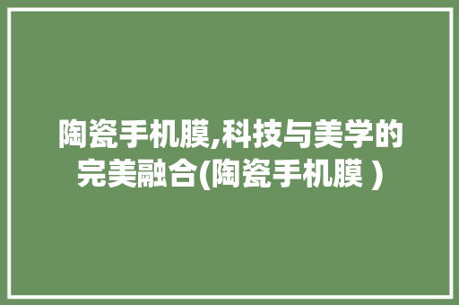 陶瓷手机膜,科技与美学的完美融合(陶瓷手机膜 )