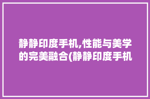 静静印度手机,性能与美学的完美融合(静静印度手机)