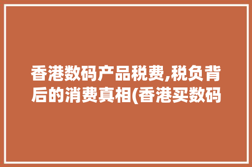 香港数码产品税费,税负背后的消费真相(香港买数码产品税)