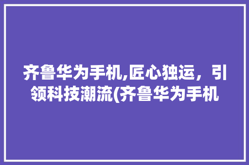 齐鲁华为手机,匠心独运，引领科技潮流(齐鲁华为手机)