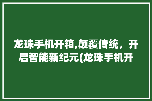 龙珠手机开箱,颠覆传统，开启智能新纪元(龙珠手机开箱)