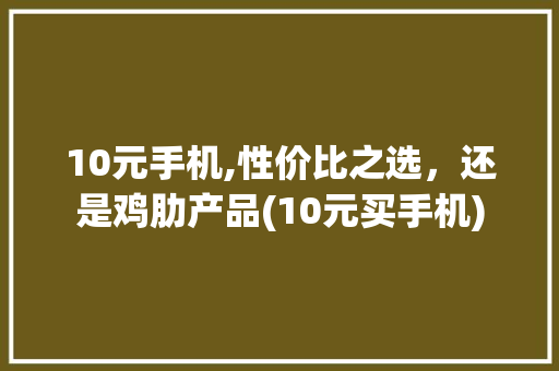 10元手机,性价比之选，还是鸡肋产品(10元买手机)