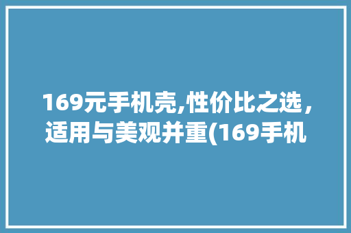 169元手机壳,性价比之选，适用与美观并重(169手机壳)