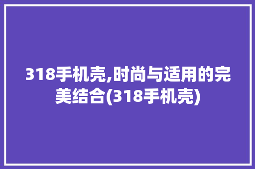 318手机壳,时尚与适用的完美结合(318手机壳) 手机电脑