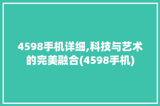 4598手机详细,科技与艺术的完美融合(4598手机)