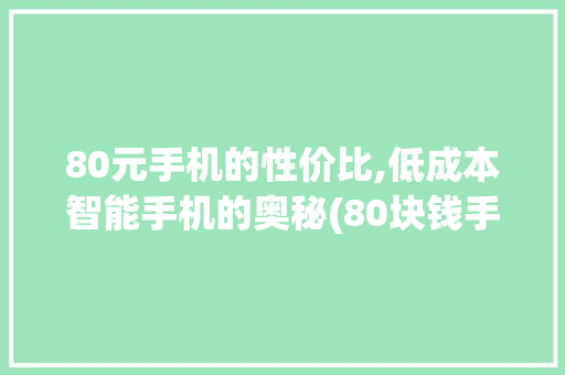80元手机的性价比,低成本智能手机的奥秘(80块钱手机)