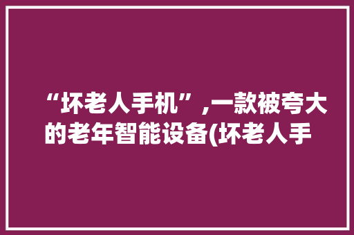 “坏老人手机”,一款被夸大的老年智能设备(坏老人手机 )