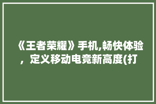 《王者荣耀》手机,畅快体验，定义移动电竞新高度(打王者的手机) 手机电脑