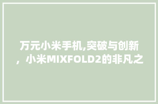 万元小米手机,突破与创新，小米MIXFOLD2的非凡之旅(万元小米手机)