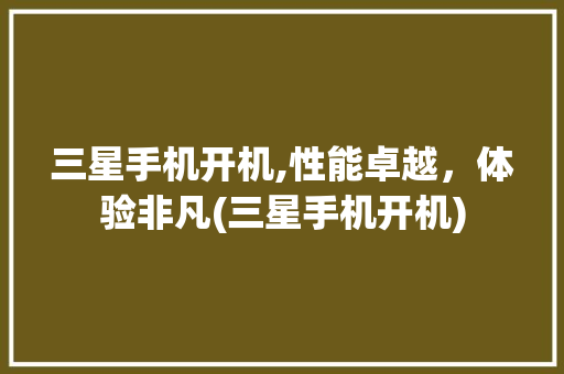 三星手机开机,性能卓越，体验非凡(三星手机开机) 手机电脑