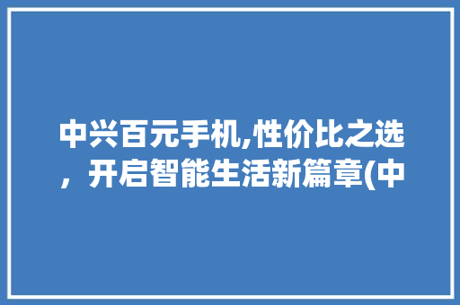 中兴百元手机,性价比之选，开启智能生活新篇章(中兴百元手机)