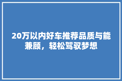 20万以内好车推荐品质与能兼顾，轻松驾驭梦想 汽车常识