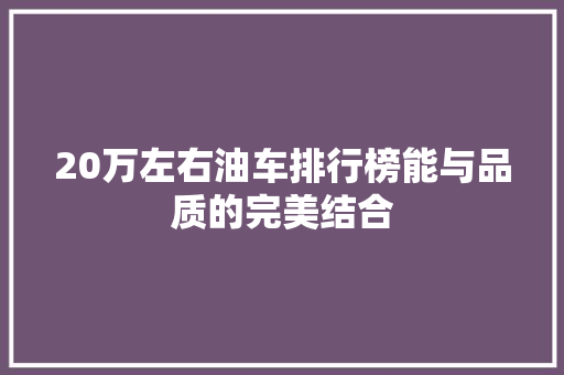 20万左右油车排行榜能与品质的完美结合 汽车常识