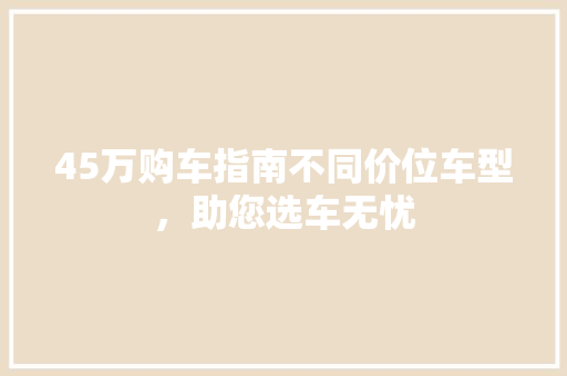 45万购车指南不同价位车型，助您选车无忧