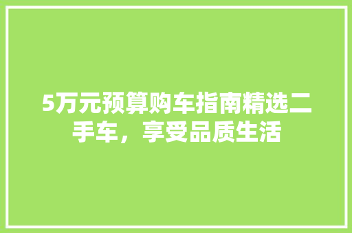 5万元预算购车指南精选二手车，享受品质生活