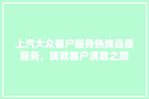 上汽大众客户服务热线品质服务，铸就客户满意之路