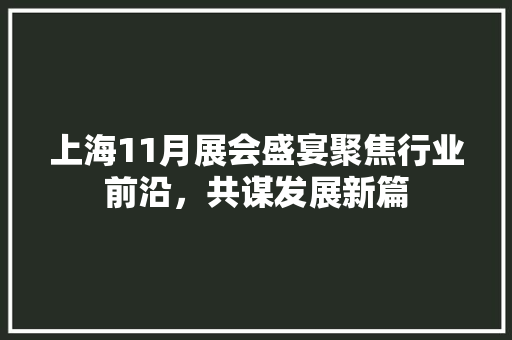 上海11月展会盛宴聚焦行业前沿，共谋发展新篇
