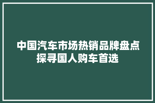 中国汽车市场热销品牌盘点探寻国人购车首选