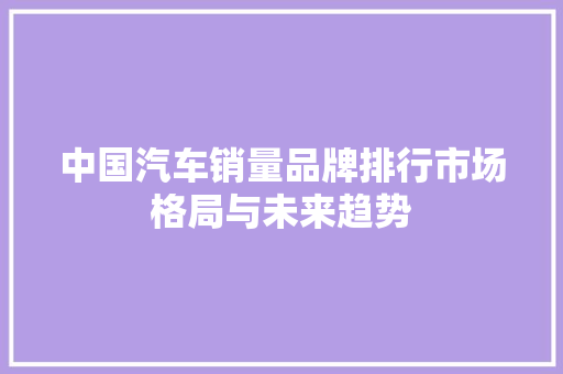 中国汽车销量品牌排行市场格局与未来趋势 汽车常识