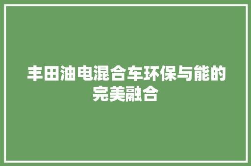 丰田油电混合车环保与能的完美融合