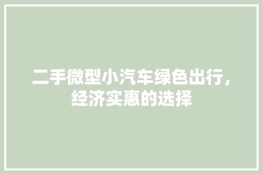 二手微型小汽车绿色出行，经济实惠的选择