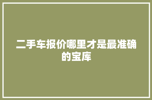 二手车报价哪里才是最准确的宝库