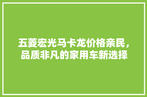 五菱宏光马卡龙价格亲民，品质非凡的家用车新选择