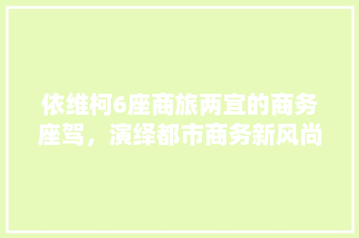 依维柯6座商旅两宜的商务座驾，演绎都市商务新风尚