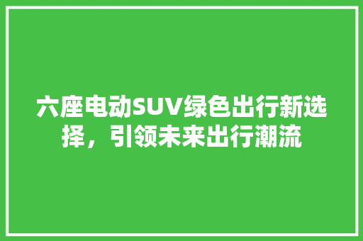 六座电动SUV绿色出行新选择，引领未来出行潮流