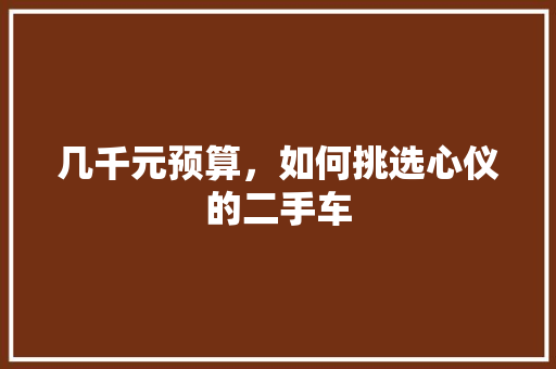 几千元预算，如何挑选心仪的二手车 汽车常识