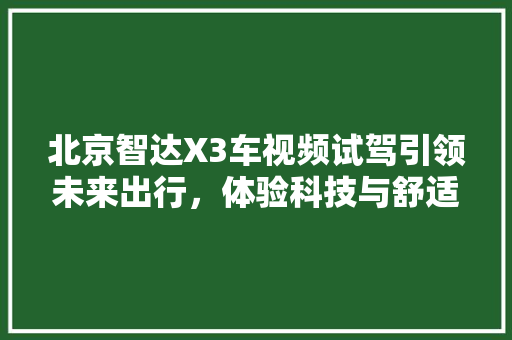 北京智达X3车视频试驾引领未来出行，体验科技与舒适并存的智能驾驶之旅
